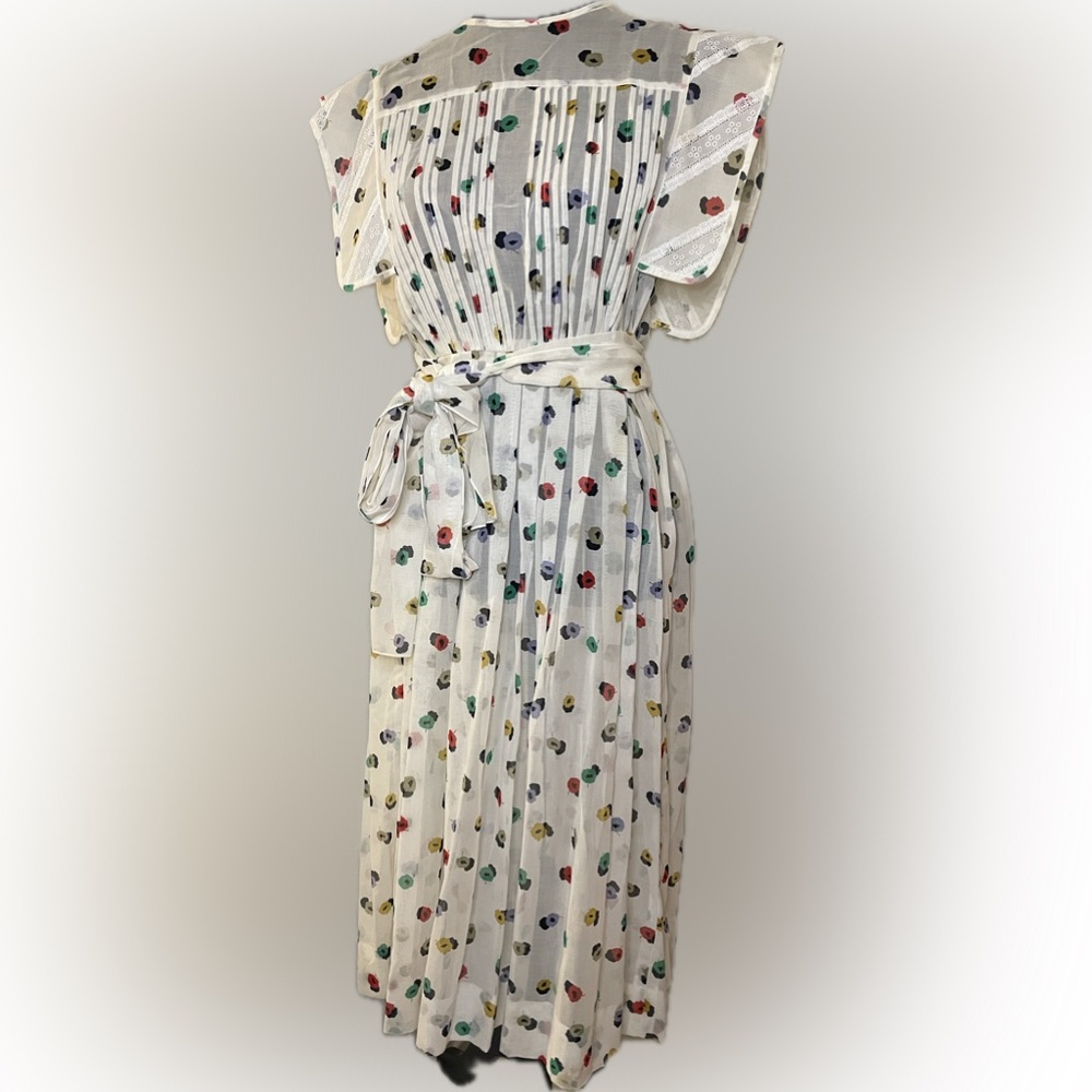 Vintage Nipon Boutique 100% cotton midi dress sz 2 floral white summer Hong Kong